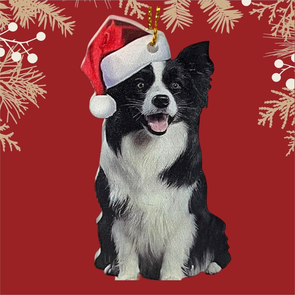 Border Collie Christmas Holiday Charm - Cute Acrylic Ornament for Decoration